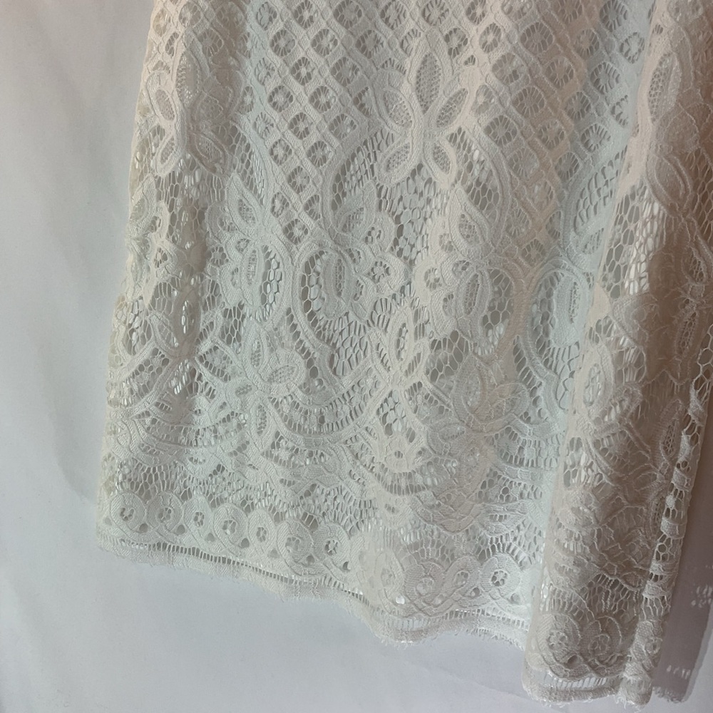 Isaac Mizrahi Small Short Cap Sleeve White Lace Mini Dress Summer Sundress - Picture 4 of 10